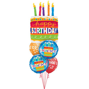Globo Metálico de Pastel Happy Birthday Grande para Fiestas y Cumpleaños 35 / 89 cm 1 pza Ideática Gourmet
