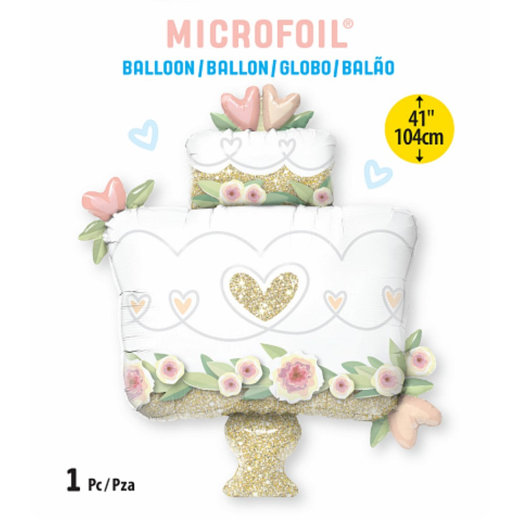 Globo Metálico de Pastel de Bodas Glitter Dorado Grande para Fiestas y Cumpleaños 41 / 104 cm 1 pza Ideática Gourmet