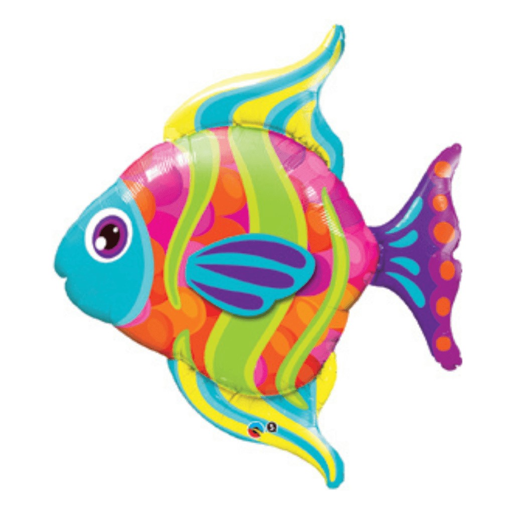 Globo Metálico de Pez Fashion Arcoiris Grande para Fiestas y Cumpleaños 43 / 109 cm 1 pza Ideática Gourmet