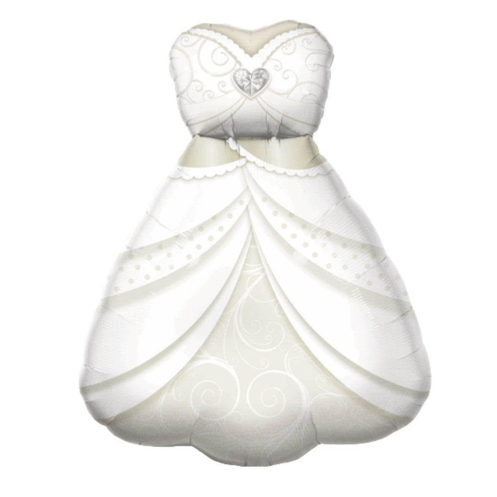Globo Metálico de Vestido de Bodas Novia Grande para Fiestas y Aniversarios 38 / 97 cm 1 pza Ideática Gourmet
