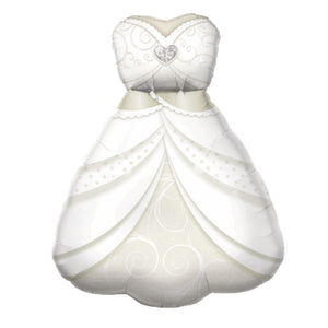 Globo Metálico de Vestido de Bodas Novia Grande para Fiestas y Aniversarios 38 / 97 cm 1 pza Ideática Gourmet