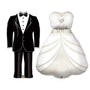 Globo Metálico de Vestido de Bodas Novia Grande para Fiestas y Aniversarios 38 / 97 cm 1 pza Ideática Gourmet