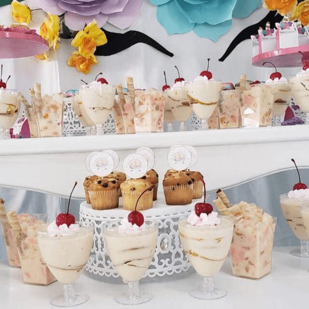 Mini Copa Postrera Tallo Corto Re-utilizable Candy Bar Catering 6 Oz 60 pzas IA