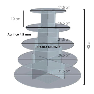 Torre o Base Pequeña para Cupcakes y Postres de Acrilico Candy Bar Catering 5 Niveles IA
