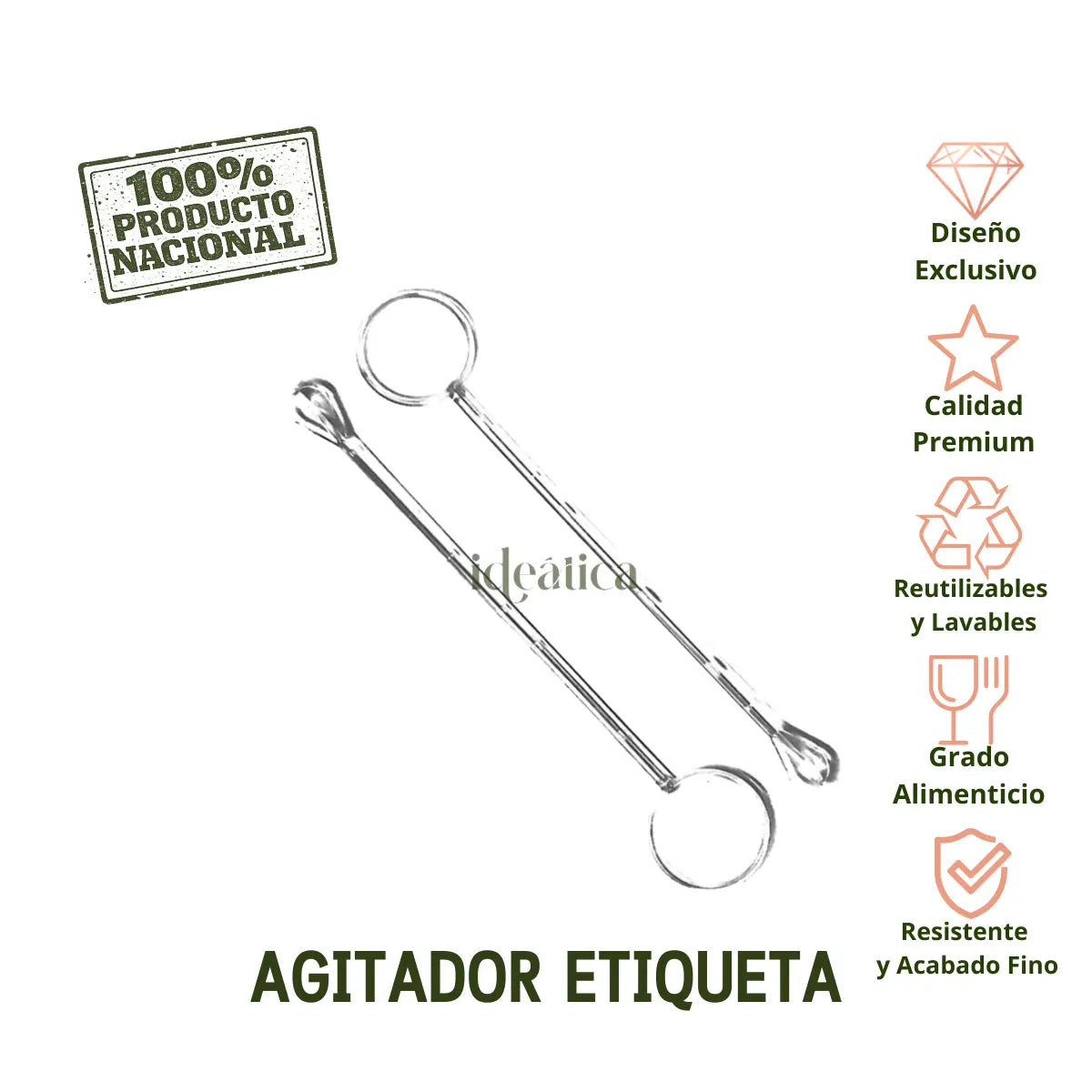 Agitador Etiqueta para Bebidas Re-utilizable Candy Bar Catering 120 pzas IA