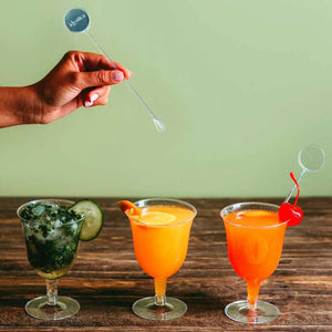 Agitador Etiqueta para Bebidas Re-utilizable Plastico Catering 120 pzas IA