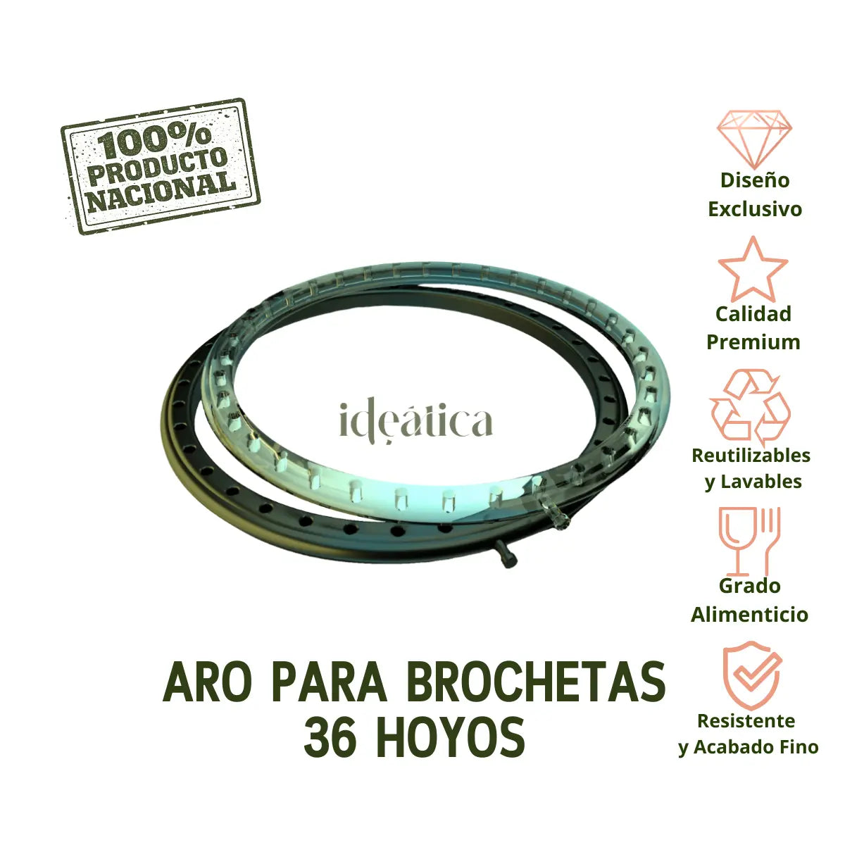 Base Redonda o Aro para Brochetas Postres y Botana Candy Bar Catering 36 Hoyos IA