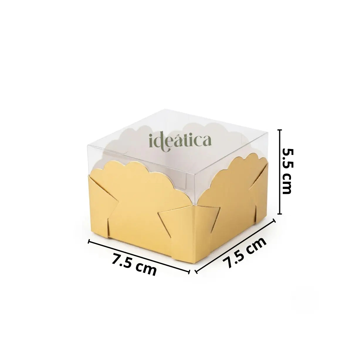 Caja Brownie de Cartón Laminado Armable con Tapa Plástica para Dulces Decoración Catering RP
