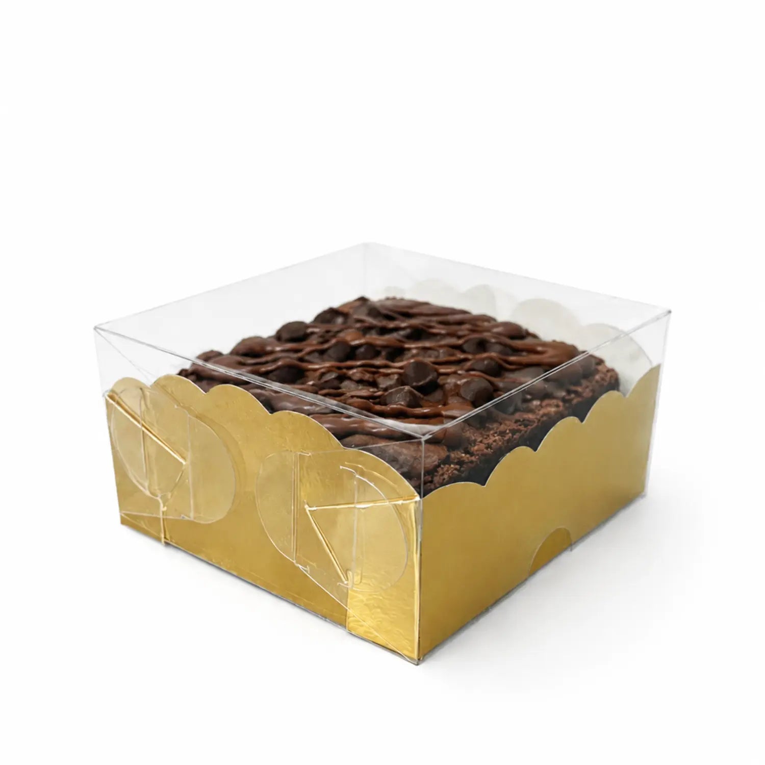 Caja Brownie de Carton Laminado Armable con Tapa Plastica para Dulces Degustaciones y Catering 50 pzas