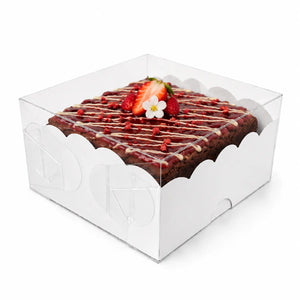 Caja Brownie de Carton Laminado Armable con Tapa Plastica para Dulces Degustaciones y Catering 50 pzas