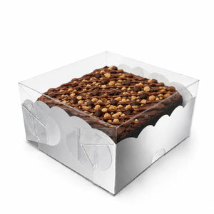 Caja Brownie de Carton Laminado Armable con Tapa Plastica para Dulces Degustaciones y Catering 50 pzas