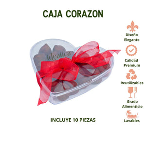 Caja Corazon Acrilico Para Postres, Regalo, Recuerdo y Decoracion 10 pzas IA