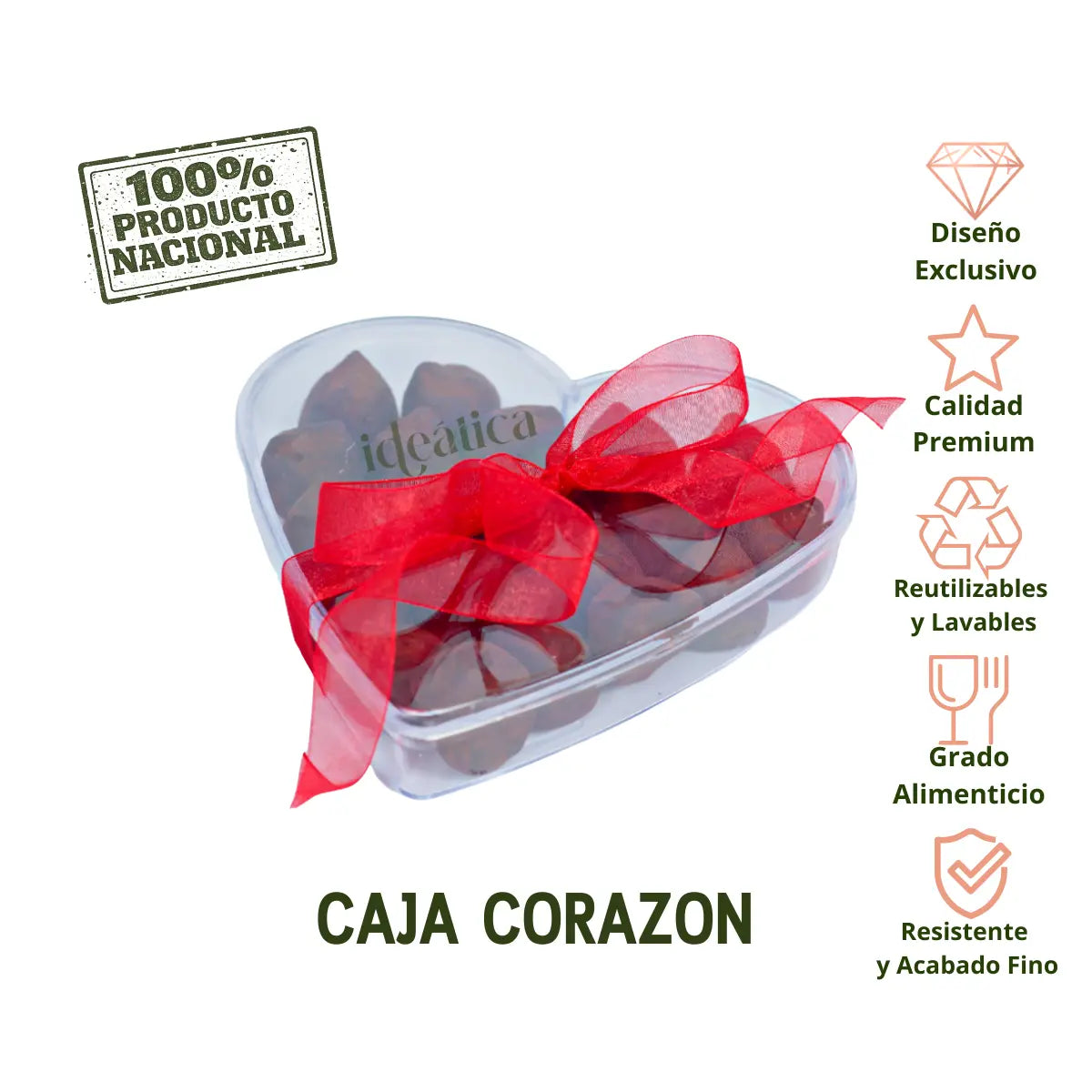 Caja Corazon Acrilico Para Postres, Regalo, Recuerdo y Decoracion 10 pzas IA