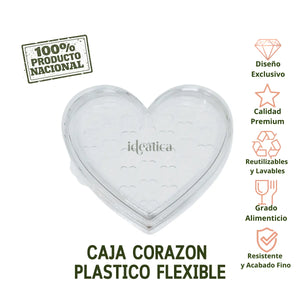 Caja Corazon Grande Plastico Flexible Para Dulces, Regalo, Recuerdo y Decoracion 10 pzas