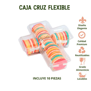 Caja Cruz Grande Plastico Flexible Para Dulces, Regalo, Recuerdo y Decoracion 10 pzas IA