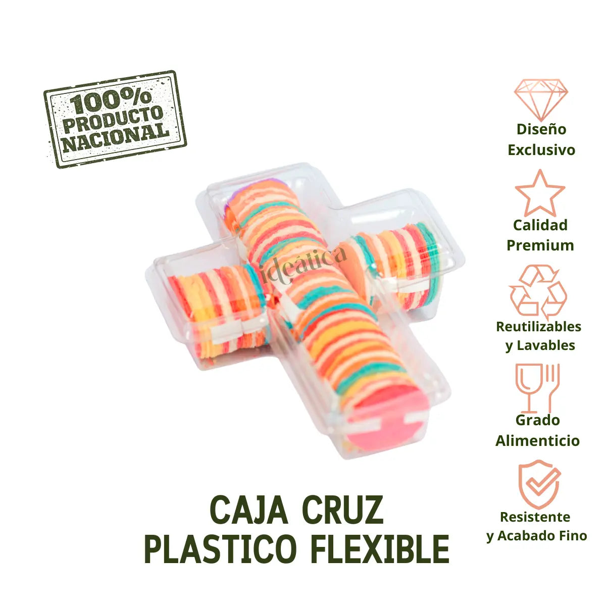 Caja Cruz Grande Plastico Flexible Para Dulces, Regalo, Recuerdo y Decoracion 10 pzas IA