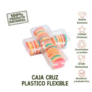 Caja Cruz Grande Plastico Flexible Para Dulces, Regalo, Recuerdo y Decoracion 10 pzas