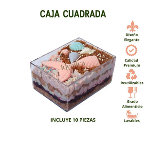 Caja Cuadrada Acrilico Para Postres, Regalo, Recuerdo y Decoracion 10 pzas IA