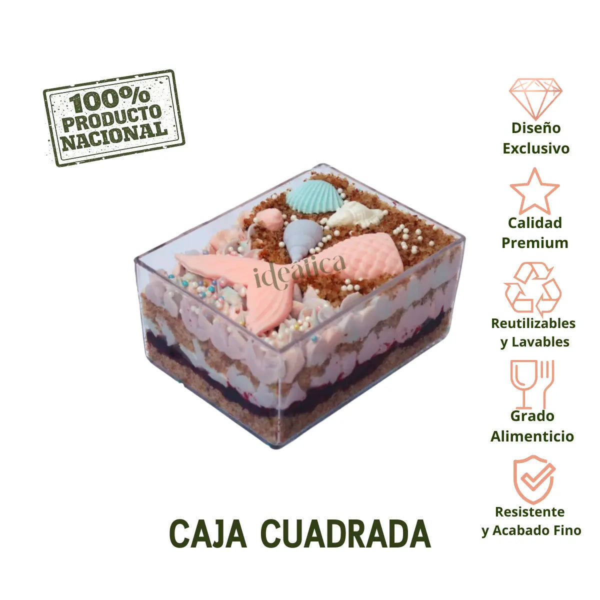 Caja Cuadrada Acrilico Para Postres, Regalo, Recuerdo y Decoracion 10 pzas IA