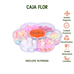 Caja Flor Acrilico Para Dulces, Regalo, Recuerdo y Decoracion 10 pzas IA