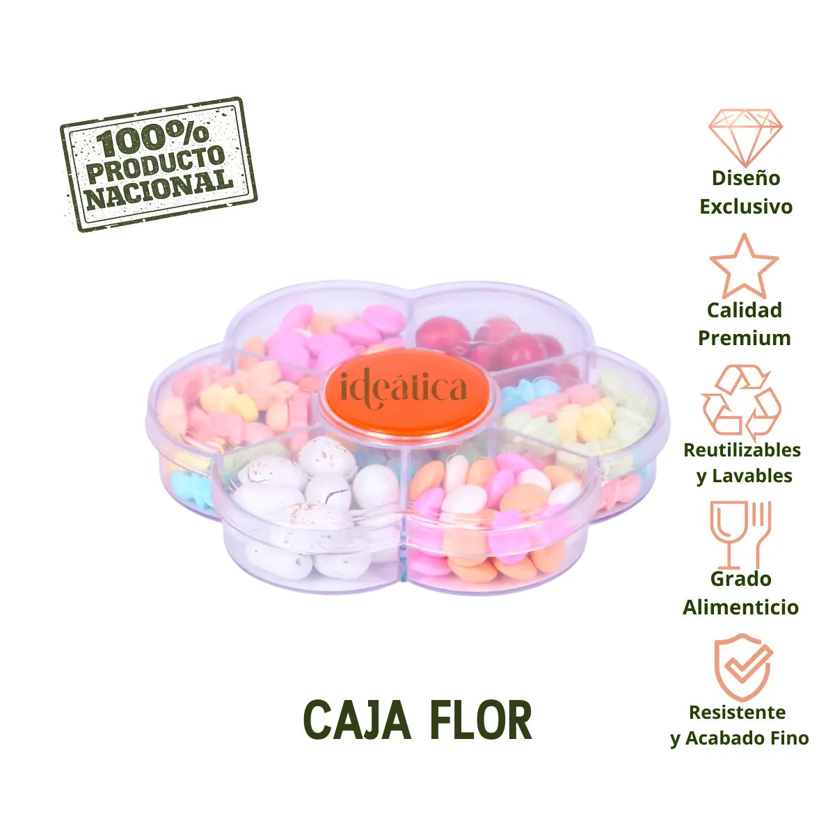 Caja Flor Acrilico Para Dulces, Regalo, Recuerdo y Decoracion 10 pzas IA