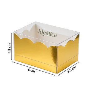 Caja Miniatura de Carton Laminado Armable con Tapa Plastica para Dulces Degustaciones y Catering 50 pzas