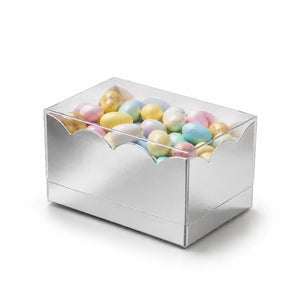 Caja Miniatura de Carton Laminado Armable con Tapa Plastica para Dulces Degustaciones y Catering 50 pzas