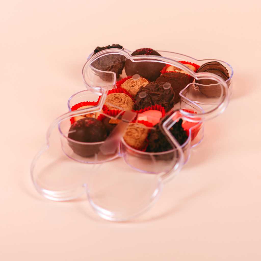 Caja Oso Acrilico Para Postres, Regalo, Recuerdo y Decoracion 10 pzas IA