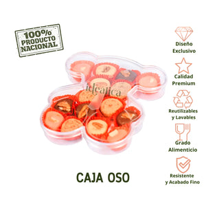 Caja Oso Acrilico Para Postres, Regalo, Recuerdo y Decoracion 10 pzas