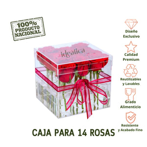 Caja Para Rosas Acrilico Para Regalo, Recuerdo y Decoracion 14 Rosas 1 pza