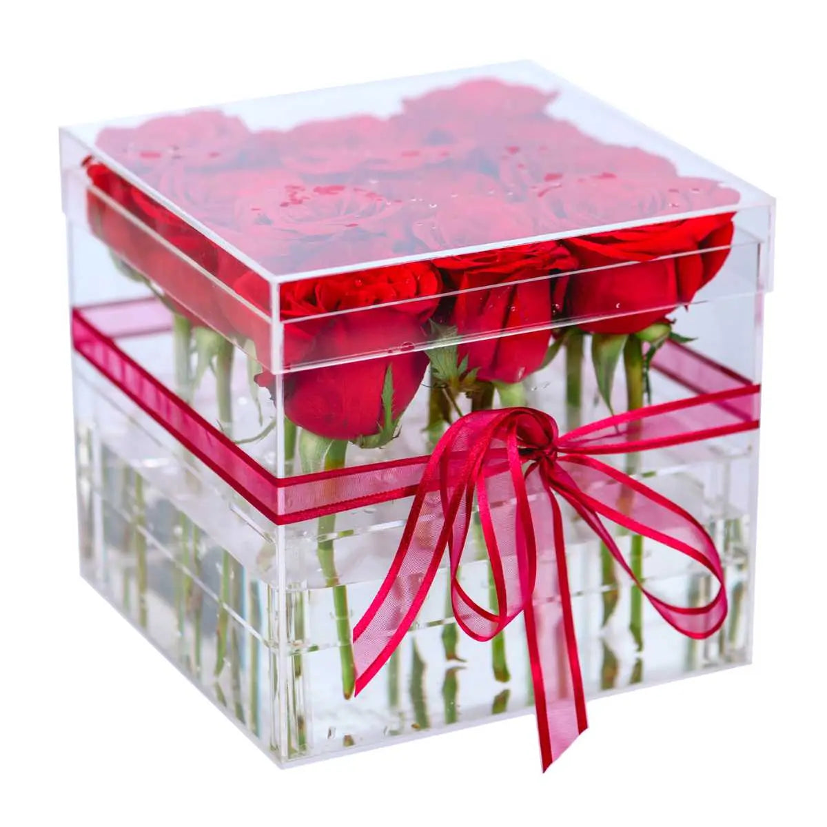 Caja Para Rosas Acrilico Para Regalo, Recuerdo y Decoracion 14 Rosas 1 pza IA