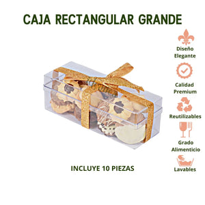 Caja Rectangular Grande Acrilico Para Postres, Regalo, Recuerdo y Decoracion 10 pzas IA