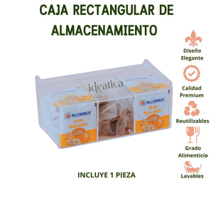 Caja Rectangular de Almacenamiento para Sprinkles, Chocolates, Azucar, Dulces, Té, Cucharitas de Acrílico Candy Bar Catering 3 Compartimientos IA