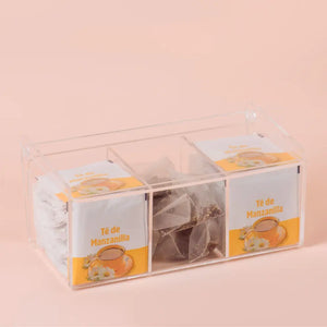 Caja Rectangular de Almacenamiento para Sprinkles, Chocolates, Azucar, Dulces, Té, Cucharitas de Acrílico Catering 3 Compartimientos