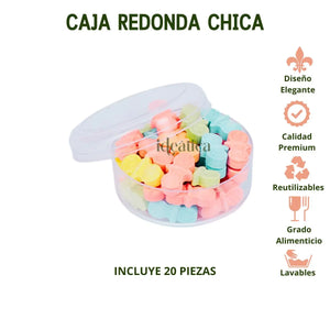 Caja Redonda Lisa Chica Acrilico Para Dulces, Regalo, Recuerdo y Decoracion 20 pzas. IA