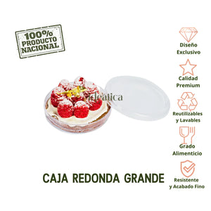 Caja Redonda Lisa Grande Acrilico Para Postres, Regalo, Recuerdo y Decoracion 10 pzas.