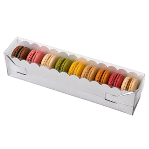 Caja para Macarrones de Carton Laminado Armable con Tapa Plastica para Repostería 50 pzas