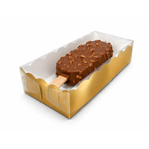Caja para Mini Paletas Magnum de Carton Laminado Armable con Tapa Plastica Dulces Degustaciones y Catering 50 pzas