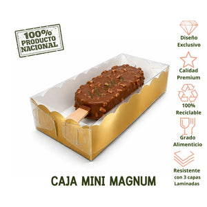 Caja para Mini Paletas Magnum de Carton Laminado Armable con Tapa Plastica Dulces Degustaciones y Catering 50 pzas
