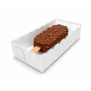 Caja para Mini Paletas Magnum de Carton Laminado Armable con Tapa Plastica Dulces Degustaciones y Catering 50 pzas