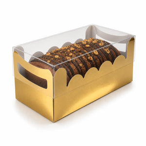 Caja para Panque de Carton Laminado Armable con Tapa Plastica para Repostería 25 pzas