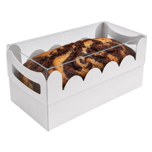 Caja para Panque de Carton Laminado Armable con Tapa Plastica para Repostería 25 pzas