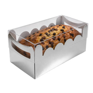 Caja para Panque de Carton Laminado Armable con Tapa Plastica para Repostería 25 pzas