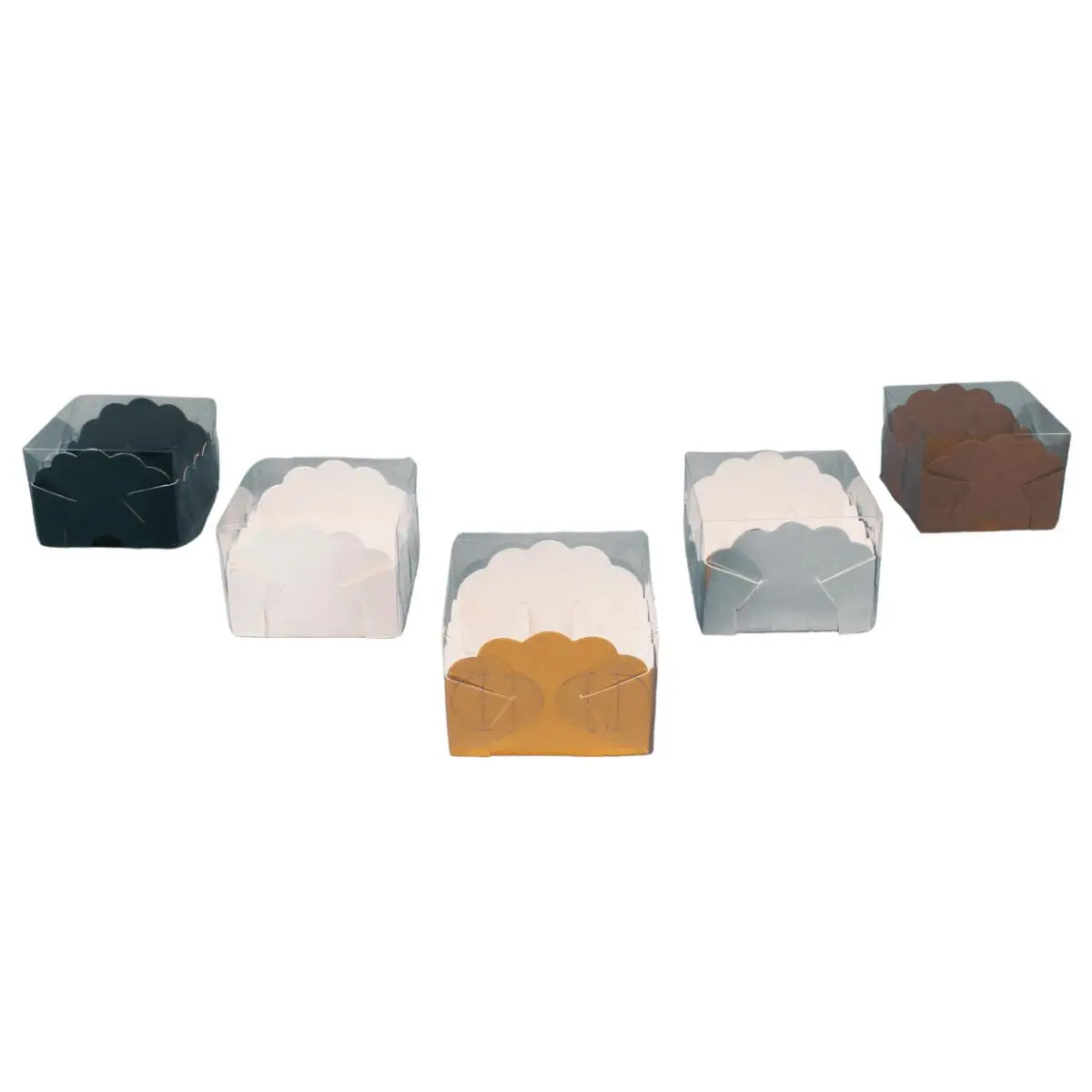 Caja Brownie de Cartón Laminado Armable con Tapa Plástica para Dulces Decoración Catering RP