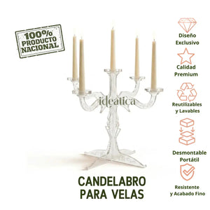 Candelabro para Velas Decaracion y Catering Acrilico - 5 Hoyos IA