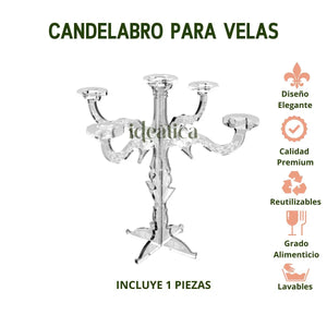 Candelabro para Velas de Acrilico Candy Bar Catering 5 Hoyos IA