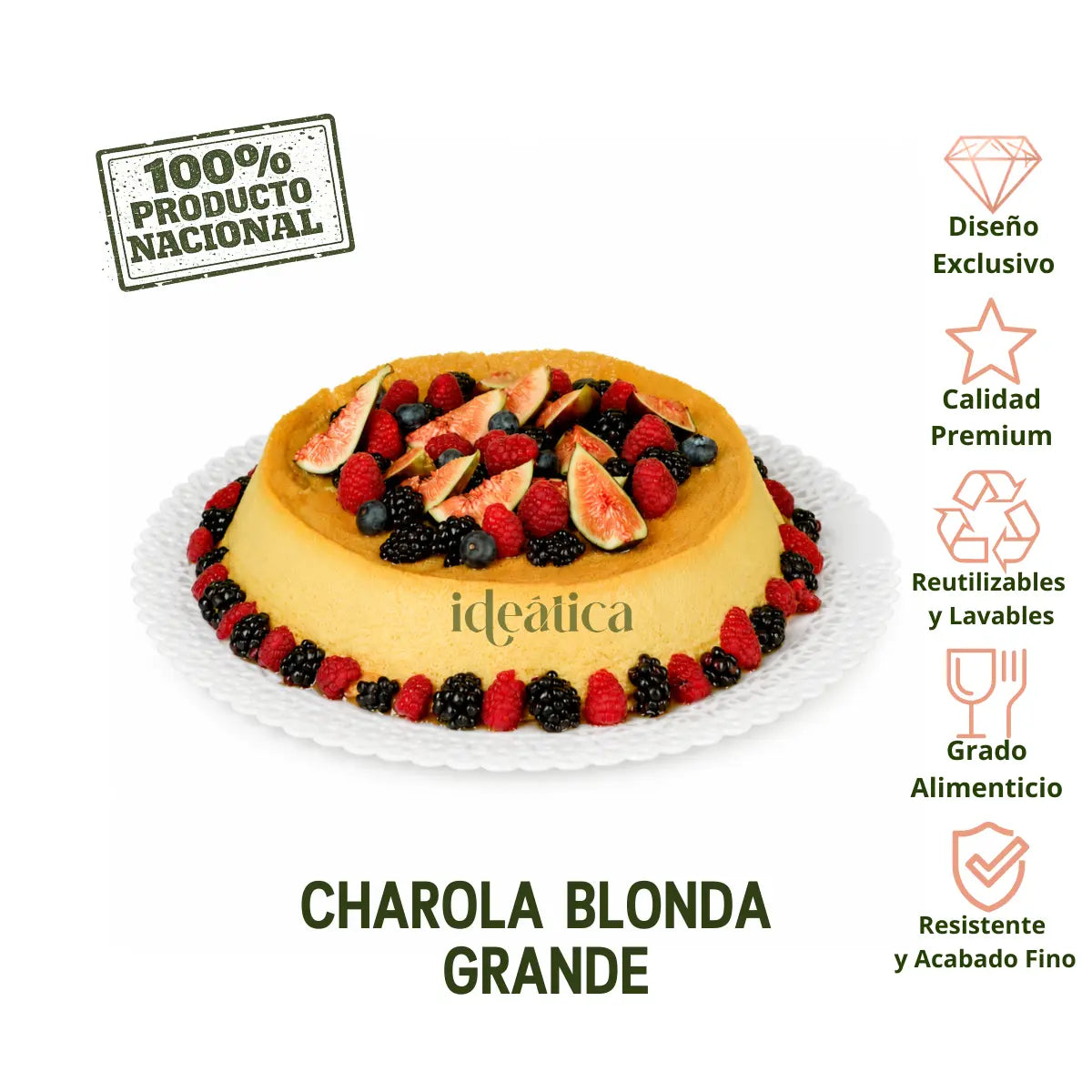 Charola Blonda Grande para Pasteles Postres y Catering Acrilico - 50 pzas