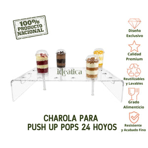 Charola Display para Push Up Pops y Catering Acrilico - 24 Hoyos