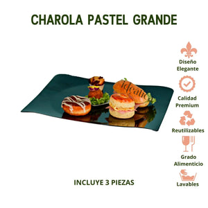 Charola Pastel Grande Re-utilizable Candy Bar Catering 3 pzas IA