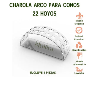 Charola o Base Arco para Conos Postre de Acrilico Candy Bar Catering 22 Hoyos IA